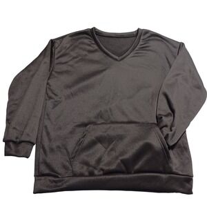 Unbranded Womens Black V-Neck Sweatshirt Kangaroo Pocket Size XL Polyester Blend